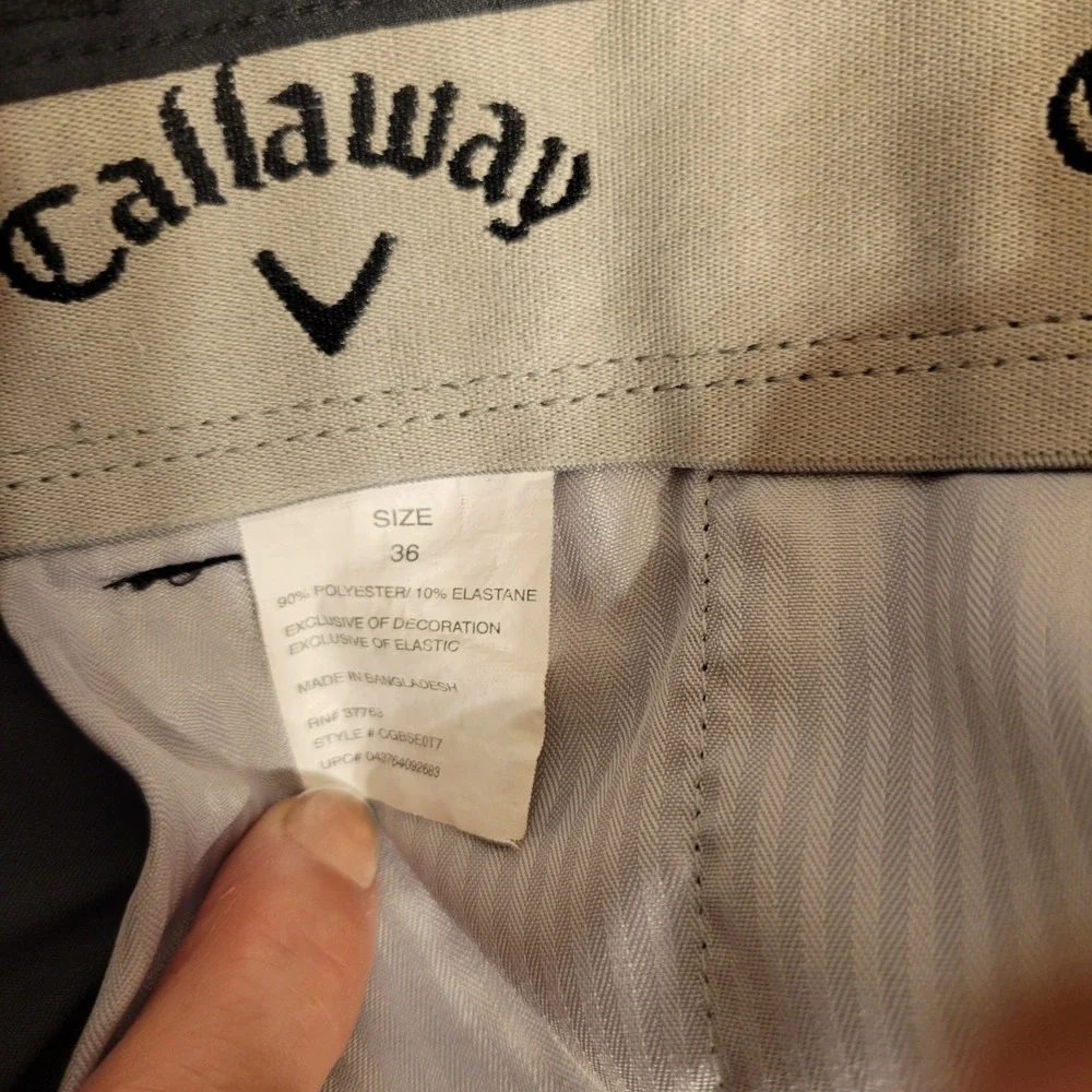 Callaway Shorts Mens 36 Pockets Chino Casual Fit Outdoors Golf - Dark Gray - Picture 3 of 4